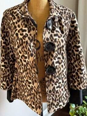 Leopard Print Stretch Jacket • Statement Blazer • Made in Canada • Retro Chic